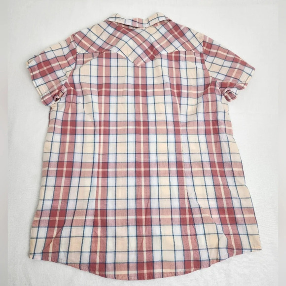 Wrangler Pearl Snap Pink Plaid Western Style Top. - Picture 4 of 9